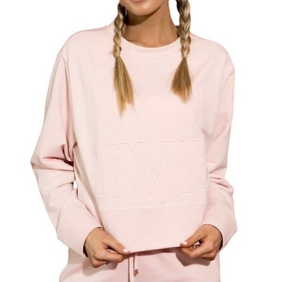 Ivory Lane Collective Peony Crop Sweatshirt Pink Soft Women Size 6 - Picture 1 of 6